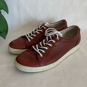 Ecco Soft Burgundy Marsala Leather Lace Up Casual Sneakers EU40 US9